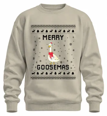 Imagen del producto de "Camiseta de cuello redondo o sudadera con estampado navideño "Pato de Navidad" (Merry Goosemas), regalo divertido, uni, disponible en talla XXL."