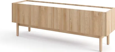 Produktbild von Furniture24 Fernsehschrank BOHO 144 Tv Lowboard Unterschrank 3 Klappen Riviera Eiche/Bianco Marmor