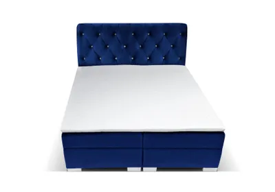 Produktbild von Boxspringbett LIVERPOOL 140 x 200 cm Amor Velvet 13 Blau Bett mit zwei Bettkästen und Matratze,Komplett-Set mit Topper, Doppelbett, Polsterbett
