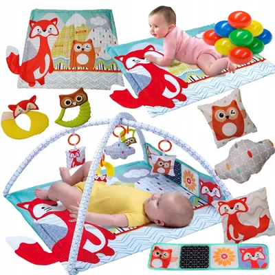 Produktbild von Interaktive Spielmatte 4in1 für Babys mit Kissen und 10 Bällen