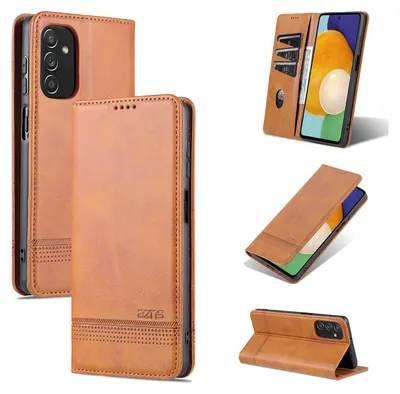 Image de Galaxy M52 5G Housse en cuir, étui à rabat Portefeuille Fermeture magnétique Ständer Housse de protection pour Samsung Galaxy M52 5G Marron