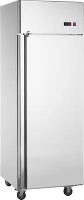 Produktbild von SucceBuy Gewerbekühlschrank 20,12 Kubikfuß, Kühlschrank mit Einzeltür. Edelstahl, automatische Abtaufunktion, 3 Ablagen. Temperaturregelung von 28,4 bis 46,4 °F, 4 Räder für Mobilität.
