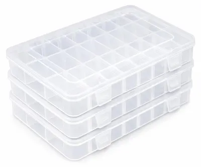 Produktbild von 3er Set Sortimentkasten mit 24 Fächern | Kleinteilmagazin - Aufbewahrungsbox für Angler, Plastikköder - Organizer | Sortierkasten | Kleinteilebox mit Deckel | Schraubenbox