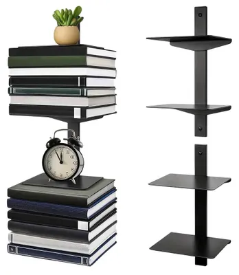 Imagen del producto de Estantería de metal, color , juego de 2 unidades, con 4 niveles, capacidad de carga de 12 kg, ideal para libros