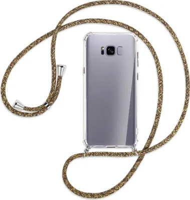 Produktbild von Handykette Backcover-Schutzhülle mit Band (Metall silberfarben) für Samsung Galaxy S8 Plus - braun+beige