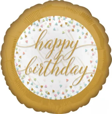 Image de Folienballon Happy Birthday Pastel Konfetti or 45cm