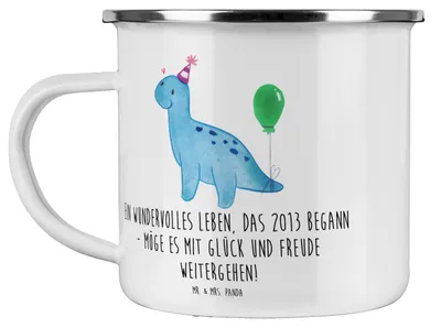 Produktbild von Mr. & Mrs. Panda Emaille Tasse 2013 Geburtstag Wundervoll - Weiß - Geschenk, besondere Momente, Erinnerung, Haferl, Geburtstagsgeschenk, Alter, Kaffeepott, Geburtsjahr