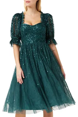 Produktbild von Maya Deluxe Damen Women's Dress for Women Midi Sequin Embellished Frilly Sweethe