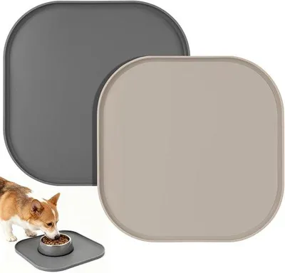 Produktbild von Famanu Futtermatte Set 2 Stück – Wasserdicht, Antirutsch, 26 x 26 cm