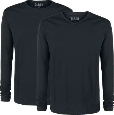 Produktbild von Black Premium by EMP Herren schwarze Basic Longsleeves im Doppelpack - robustes aber angenehm zu tragendes Baumwollmaterial L
