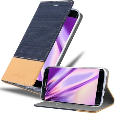 Immagine prodotto di Cadorabo custodia per Samsung Galaxy S7 EDGE custodia protettiva in blu custodia per cellulare custodia a libro cover