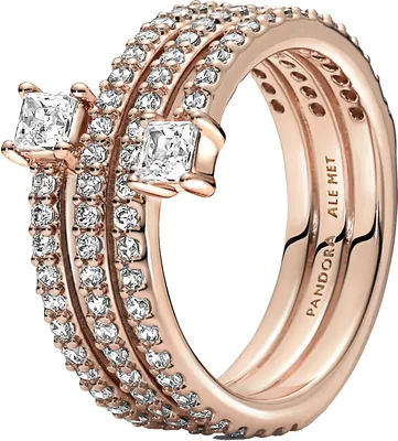 Produktbild von Pandora Ring 180051C01 Triple Spiral 14k Rose gold-plated clear cubic zirconia 17