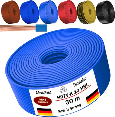 Produktbild von 30m Aderleitung H07 V-K HBL 1x10 mm² Hellblau Einzelader flexibel