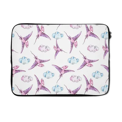 Produktbild von MuchoWow® Laptop Hülle 13 Zoll Kinderzimmer - Wolken - Dinosaurier - Mädchen - Kinder - Rosa - Kind Laptoptasche - Laptophülle - Sleeve - Rundumschutz