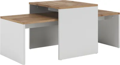 Produktbild von Couchtisch-Set Vicco Donat Weiß/Goldkraft Eiche 100 x 48 cm , 2 Teile, Model 55394