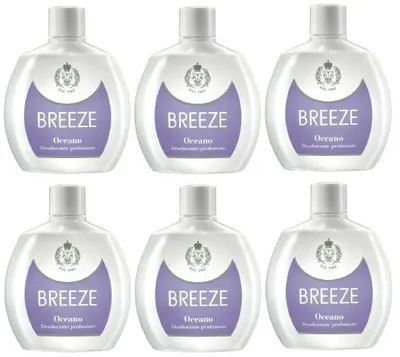 Produktbild von BREEZE Oceano Deodorante Squeeze, Deodorant ohne Gas und ohne Aluminiumsalze, 48h Duftendes Deodorant, 6x 100ml