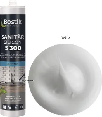 Produktbild von Bostik S300 Sanitärsilicon 300ml Kartusche 1K Sanitär Silikon Fugen Dichtstoff Weiss