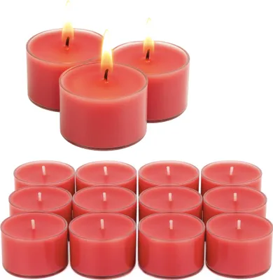 Produktbild von Candelo XXL Duftteelichter Rose 12er Set aus Sojawachs – Zart Rosa Jumbo Teelichter, 8h Brenndauer, Ø 3,7 cm, Höhe 2,7 cm – Duftkerzen mit Kunststoffhülle für starke Leuchtkraft