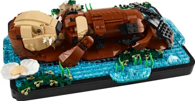 Produktbild von LEGO Ideas Schwimmende Otter - Modellbau für Erwachsene - 3D Puzzle mit Seeotter Figuren (Mutter & Jungtier) - DIY Deko für Regal oder Wohnraum - Geschenkidee für Kunst- & Bastelfans - 21366
