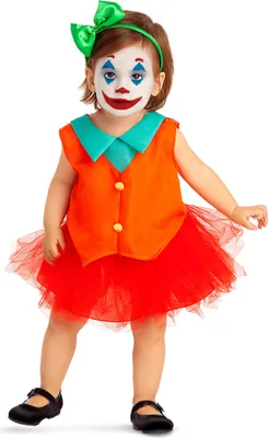 Zdjęcie produktu dla Kostium dziecięcy Miss Joker na Halloween pomarańczowo-czerwono-zielony