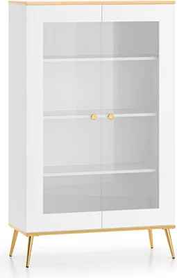 Obrázek produktu pro FURNLUX Vitrína Viterbo White And Gold 92 cm / Hlavní barva: bílá / Rozměry: 92 x 152 x 40 cm