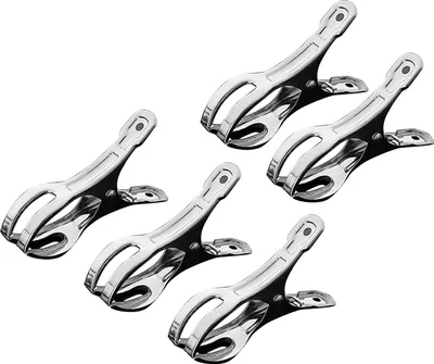 Zdjęcie produktu dla 5szt Spinacze do bielizny ze stali nierdzewnej Mocne mocowanie Nierdzewne Wytrzymałe Lekkie Przenośne Metalowe Spinacze do ręczników plażowych Spinacze do ubrań