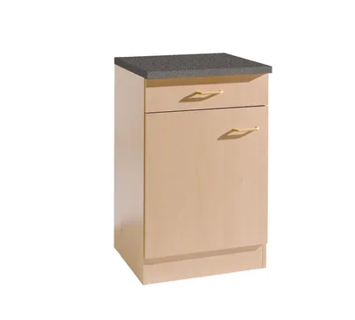 Produktbild von Küchen Unterschrank Start 60 cm breit 50 cm tief in Buche Nachbildung mit 1 Schublade und Arbeitsplatte