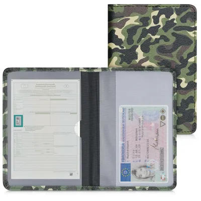Produktbild von kwmobile Fahrzeugschein Hülle mit Kartenfächern - Kunstleder Etui Tasche Zulassungsbescheinigung