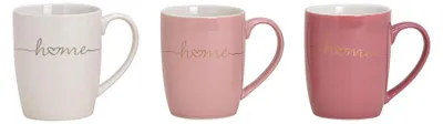 Produktbild von 3er Set Becher 300ml Home Porzellan Pink Rosa Weiß Gold Kaffeepott Tasse