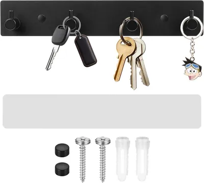 Produktbild von Wandhaken Garderobe 4 Haken, schwarz, Edelstahl, für Schlafzimmer