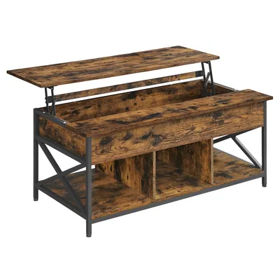 Obrázek produktu pro Konferenční stolek VASAGLE, výškově nastavitelný, otevřený a skrytý úložný prostor, 60 x 120 x (48-62) cm