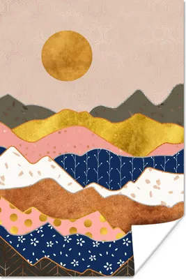 Produktbild von MuchoWow® Poster Gold - Pastell - Muster 120x180 cm - Kunstposter