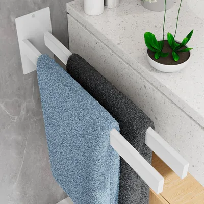 Immagine prodotto di Portasciugamani senza foratura, 40 cm, acciaio inossidabile, adesivo, colore nero, ideale per bagno o bagno per ospiti