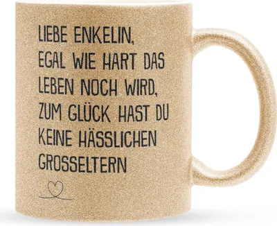 Produktbild von 22Feels Glitzertasse Gold Enkelin Geschenk 18. Geburtstag Abitur Weihnachten Firmung Konfirmation Uni Abschluss Bachelor Master Meisterprüfung Mädchen Haferl Frauen Geschenkidee Bürotasse