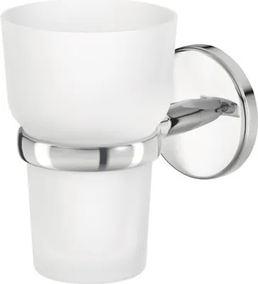 Produktbild von Zahnputzbecherhalter Serie Flame glänzend Chrom H 11,2 cm B 7,2 cm T 11,2 cm zum Kleben oder Bohren