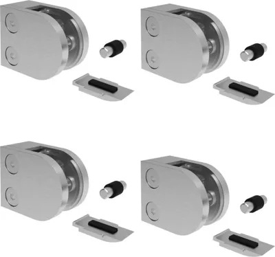 Produktbild von Sellon24® Glasklemme 4 Stück Glashalter Edelstahl Anschluss flach inkl. Gummieinlage Glas 6,00-10,76mm MOD20 mit Sicherungsplatte