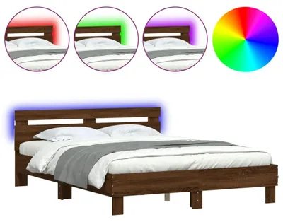 Obrázok produktu pre vidaXL Rám postele s čelom LED osvetlenie Hnedý dubový vzhľad