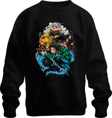 Produktbild von Demon Slayer Kimetsu no Yaiba Tanjiro Nezuko Zenitsu Fan Geschenk Uni Sweatshirt Pullover, Schwarz, S