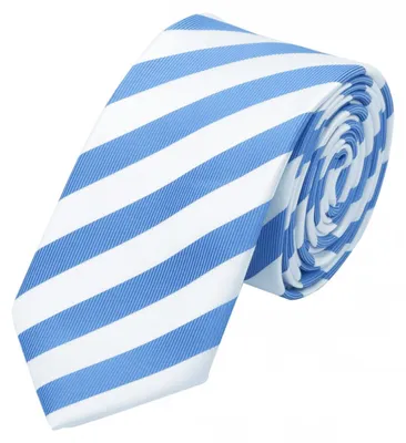 Produktbild von Fabio Farini - 1 Stück gestreifte Herren Krawatte - Tie mit Streifen in 6cm oder 8cm Breite Schmal (6cm), Royalblau/Weiß