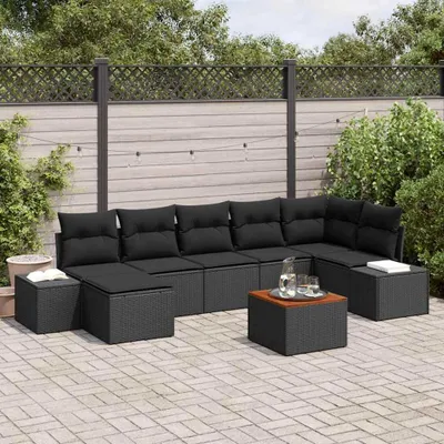 Image de Maison Exclusive - Ensemble de canapés de jardin 8 pièces, noir
