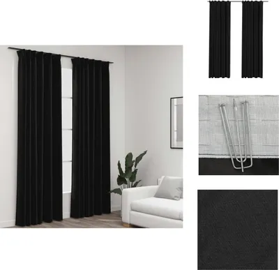 Obrázek produktu pro vidaXL Zatemňovací závěsy s háčky lněný vzhled 2 ks 140x245 cm - Záclony a závěsy