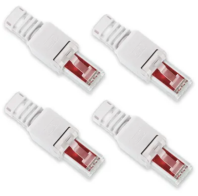 Produktbild von 4x Netzwerk Stecker RJ45 Cat6 Cat7 Cat5 LAN Kabel werkzeuglos Netzwerkstecker