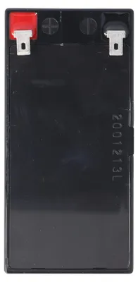 A black AGM battery with red and silver terminals on top.