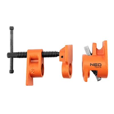 Produktbild von NEO TOOLS Schraubrohrschelle für Rohre, geeignet für Stahlrohre DN 15/R 1/2" oder 20/R 3/4" beliebiger Länge, Presskraft von 800 kg, Werkstattarbeiten für Profis und Heimwerker (1/2")