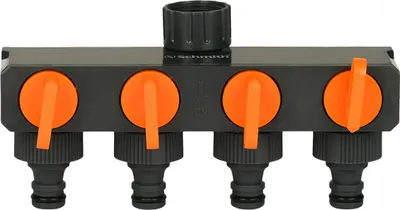 Produktbild von Schmith Premium Wasserverteiler 4-Wege Universal Kunststoff mit Absperrventilen | Robuste Schlauchkupplung für Gartenschlauch | Universeller Schlauchanschluss Wasserhahn Adapter Gartenbewässerung Zubehör