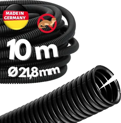 Image de 10 mètres de tube ondulé Kalitec fendu NW 22 I Tuyau ondulé ouvert I Tube de protection contre les martres I Tube vide I Protection de câble AD 25,5 mm ID 21,8 mm