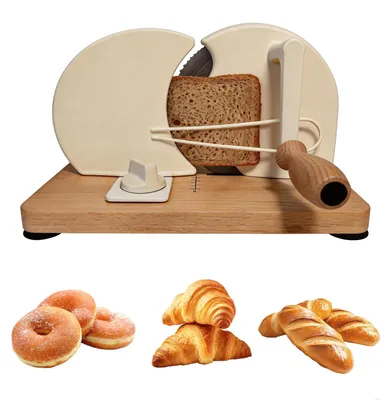 Produktbild von Brotschneidemaschine manuell, verstellbare Schnittstärke, Holzschneidebrett, Edelstahlmesser, Antirutsch, für