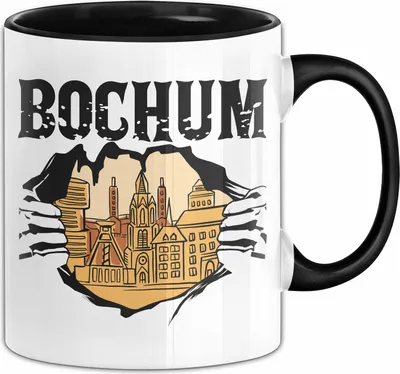 Produktbild von Bochum Tasse Herz Ruhrpott Heimat Zuhause Stadt Kaffee-Becher  (Schwarz)