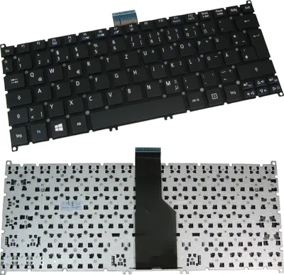 A top-down view of a laptop keyboard and its disassembled base.