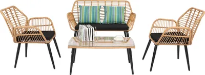 Produktbild von FCH Polyrattan Gartenmöbel-Set Terrassenmöbel , (Set, 4-tlg., 1 Zweisitzer, 2 Sessel, 1 Tisch inkl. Sitzkissen), Gartenlounge